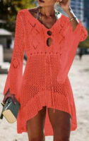 Háčkované plážové šaty s dlhými rukávmi