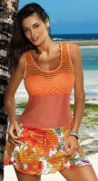 Oranžová plážová tunika s kvetovanou sukňou
