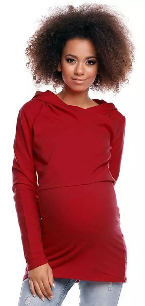 Červená materská tunika prispôsobená na dojčenie