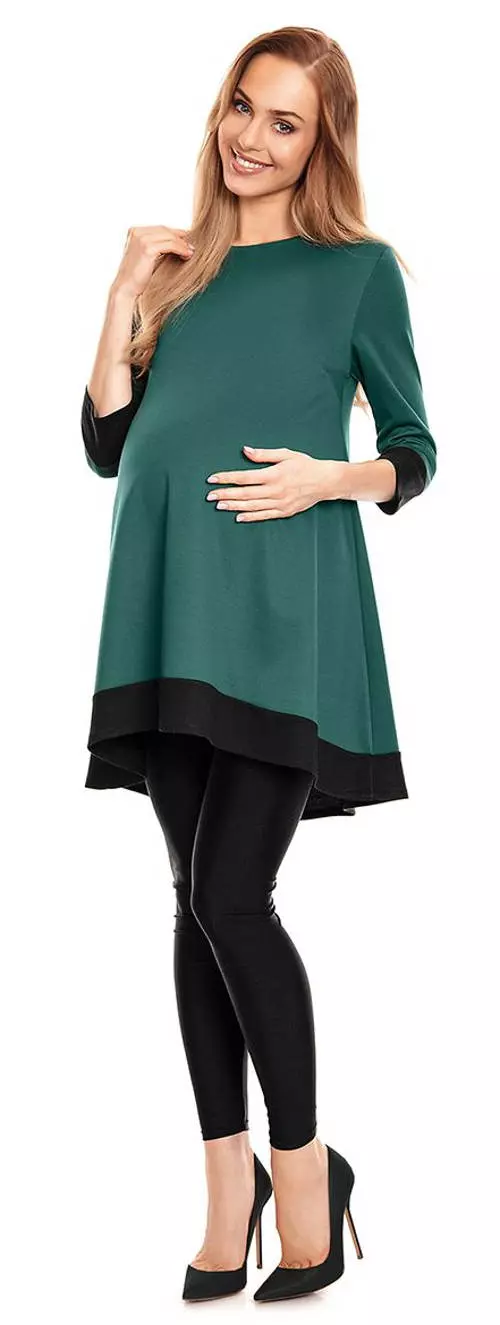 Zelená tunika pre tehotné ženy