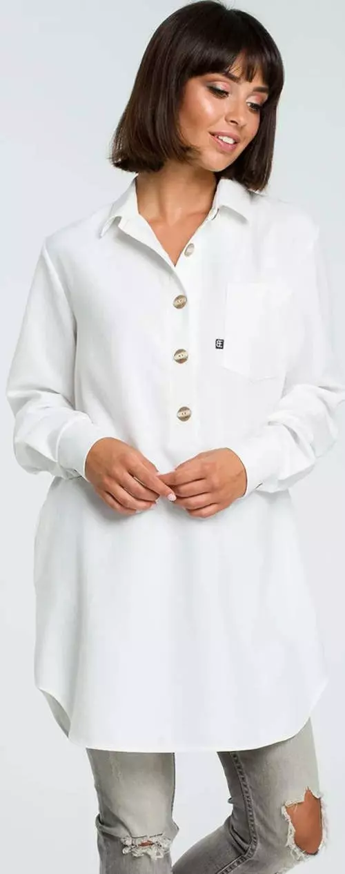 Biela košeľová tunika s gombíkmi