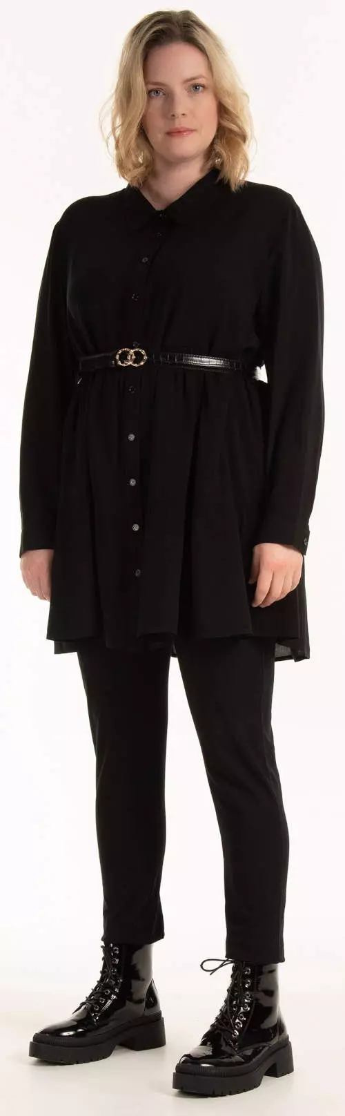 Čierna plus veľkosť dámska košeľa tunika