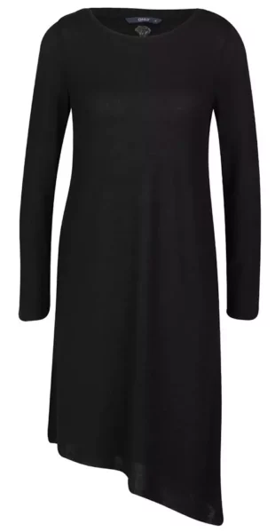 Čierna asymetrická tunika s dlhými rukávmi