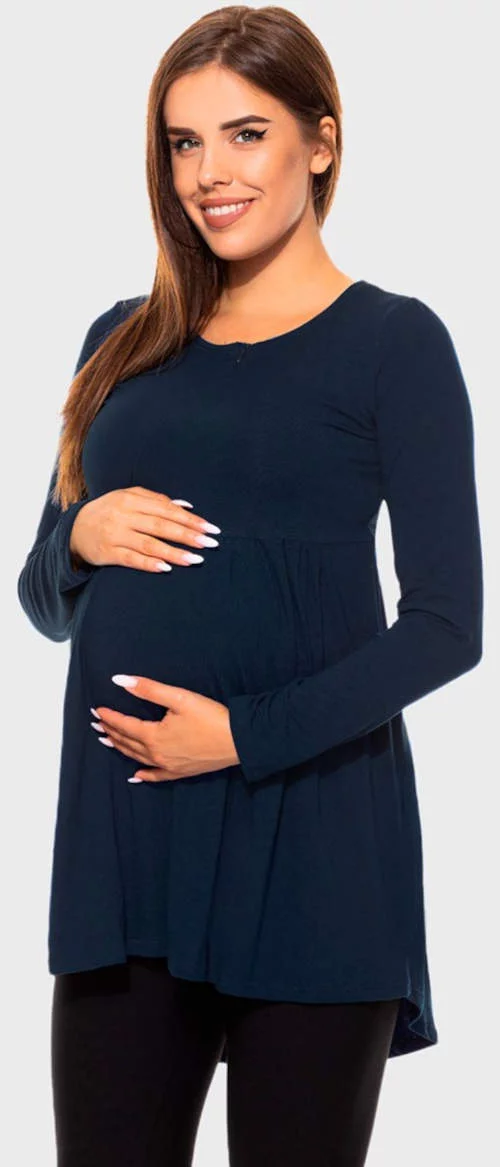 Tehotenská a dojčiaca tunika s dlhými rukávmi a predĺženou dĺžkou